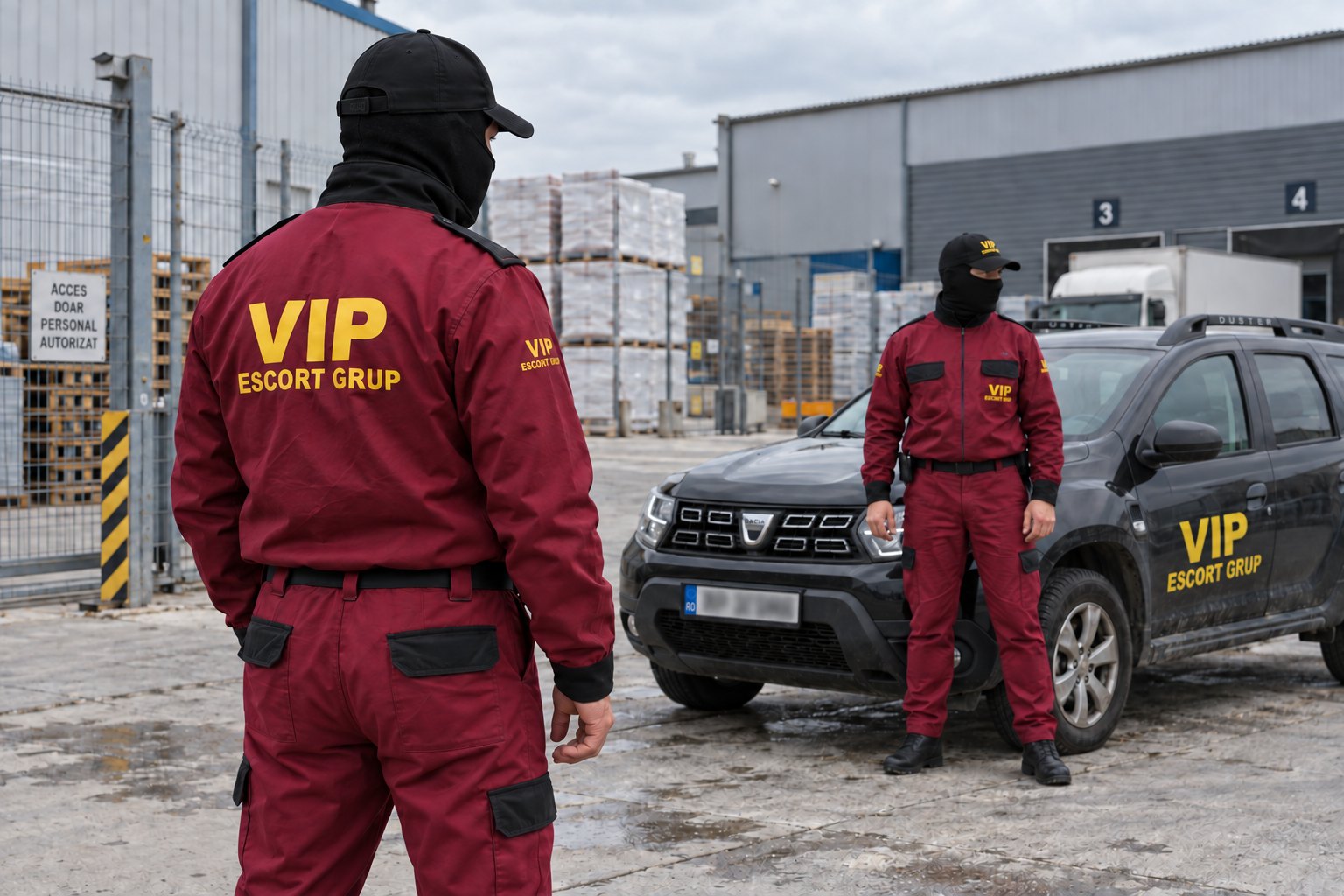 Agenți de intervenție, cu un Dacia Duster în plan secund